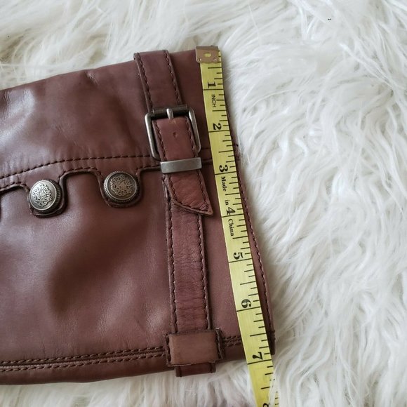 Arturo Chiang Women Riding Boot Knee High Buckle Strap Button Side Zip Brown 6.5 - Picture 10 of 12